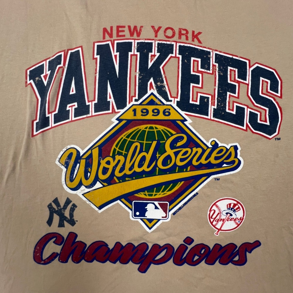 Mitchell & Ness NY Yankees T-Shirt Mens XL Tan 1996 World Series Champions - Picture 11 of 14